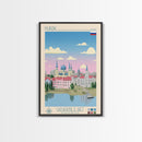 Kursk Russia Travel Poster Framed Canvas Print, Midcentury Modern Art, Pop Art Wall Decor, Scenic Bedroom Art, Office Decoration