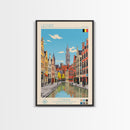 Leuven Belgium Travel Poster Framed Canvas Print, Midcentury Modern Art, Pop Art Wall Decor, Home Decor, Vacation Gift, Bedroom Art