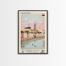 Magdeburg Germany Travel Poster Framed Canvas Print, Midcentury Modern Art, Pop Art Wall Decor, Home Decor, Vacation Gift, Office Art