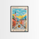 Michalovce Slovakia Travel Poster Framed Canvas Print, Midcentury Modern Art, Pop Art Wall Decor, Scenic Wall Art, Living Room Decoration, Office Art