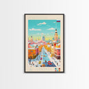 Nizhnevartovsk Russia Travel Poster Framed Canvas Print, Midcentury Modern Art, Pop Art Wall Decor, Scenic Wall Art, Living Room Decoration, Office Art