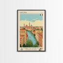 Ravenna Italy Travel Poster Framed Canvas Print, Midcentury Modern Art, Pop Art Wall Decor, Home Decor, Vacation Gift, Office Art