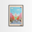 Saint-Étienne France Travel Poster Framed Canvas Print, Midcentury Modern Art, Pop Art Wall Decor, Living Room Art, Vacation Gift