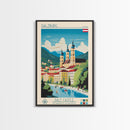 Salzburg Austria Travel Poster Framed Canvas Print, Midcentury Modern Art, Pop Art Wall Decor, Scenic Wall Art, Bedroom Art