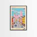 Shakhty Russia Travel Poster Framed Canvas Print, Midcentury Modern Art, Pop Art Wall Decor, Living Room Art, Bedroom Decoration