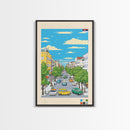 Sremska Mitrovica Serbia Travel Poster Framed Canvas Print, Midcentury Modern Art, Pop Art Wall Decor, Living Room Art, Home Decoration