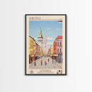 Subotica Serbia Travel Poster Framed Canvas Print, Midcentury Modern Art, Pop Art Wall Decor, Living Room Art, Home Decoration
