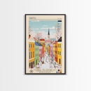 Tartu Estonia Travel Poster Framed Canvas Print, Midcentury Modern Art, Pop Art Wall Decor, Living Room Art, Home Decoration
