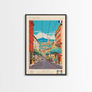 Toulon France Travel Poster Framed Canvas Print, Midcentury Modern Art, Pop Art Wall Decor, Living Room Art, Home Decoration