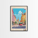 Zabrze Poland Travel Poster Framed Canvas Print, Midcentury Modern Art, Pop Art Wall Decor, Living Room Art, Home Decoration
