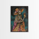 Skeleton in a Colorful Dress with Ice Cream - Day of the Dead Art - Halloween Skeleton Print Vibrant Skeleton Decor - Dia de los Muertos Art
