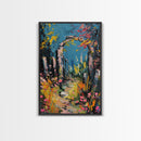 Spooky Graveyard at Night Framed Canvas Print, Ghostly Wall Art, Haunted Cemetery Scene, Halloween Decor, Eerie Artwork, Framed Canvas Print