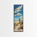 Western Mountain Landscape Canvas Painting Framed, Tall and Narrow Wall Art, Coastal Art Print for Office, Beach Landscape Art, Modern Art