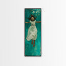 Abstract Modern Canvas Art of Woman Underwater, Ocean Wall Art, Coastal Wall Art Print, Oversized Tall and Narrow Canvas Art