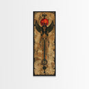 Egyptian Art Depiction of Goddess Isis - Framed Canvas Print, Midcentury Modern Wall Art, Skinny Art, Tall Art, Living Room Decor