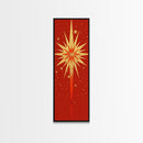 Retro Sunburst Art on Distressed Background - Framed Canvas Print, Midcentury Modern Skinny Art, Tall Wall Art for Living Room or Bedroom Decor