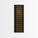 Abstract Gold Geometric Pattern on Black Background - Framed Canvas Print, Art Deco Style, Skinny Art, Tall Art, Midcentury Modern Art, Living Room Wall Decor