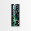 Serene Mountain River Gorge Scene Skinny Art Framed Canvas Print For Living Room Or Bedroom Wall Decor