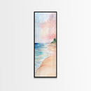 Soft Beach Pastel Scene - Framed Canvas Print, Farmhouse Art, Boho Art, Skinny Art, Tall Art, Living Room Decor, Coastal Wall Art for Home Decor
