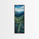 Secret Path Through The Wild Flowers, Framed Canvas Print, Unique Wall Art, Minimalist Landscape Painting, Wood Frame Art, Sofa Decor, Springtime Art
