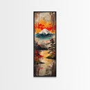 Reflections of Majestic Mountain Peaks in Calm Lake, Minimalist Landscape Framed Canvas Print, Perfect for Nature Inspired Wall Art