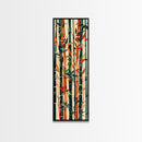 Colorful Bamboo Forest Skinny Art Ukiyo-e Tall Framed Canvas Print in Bright Autumn Hues