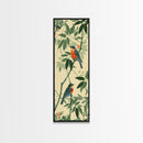 Skinny Art Tall Art Framed Canvas Print Birds Amongst Dense Greenery And Red Flowers Ukiyo-e Japanese Style Art Wood Block Print