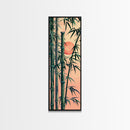 Framed Canvas Print Of Bamboo Stalks And Red Sun, Traditional Japanese Style Wall Art Ready To Hang For Asian Inspired Decor