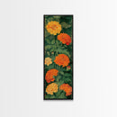 Delicate Pastel Flowers on Tall Stems Framed Canvas Print - Japanese Art Skinny Wall Décor