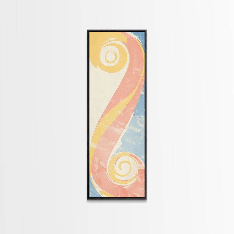 Abstract Patterns Swirling Japanese Design In Ukiyo-e Art On Framed Canvas Print Tall Skinny Wood Block Modern Wall Decor