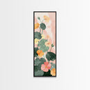Bright And Colorful Nasturtium Flowers Ukiyo-e Style Tall Skinny Wood Block Japanese Art Framed Canvas Print