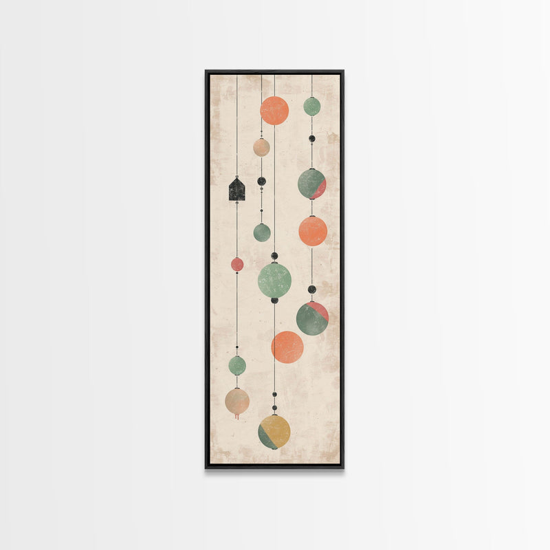 Abstract Hanging Lanterns On A Rustic Background â€“ Framed Canvas Print With Skinny Art And Tall Art In Ukiyo-E Art And Japanese Style Art