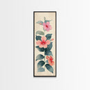 Floral Bouquet With Pink And Red Flowers - Skinny Art Tall Art Framed Canvas Print Japanese Style Art Ukiyo-e Art