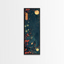 Tall Skinny Art Japanese Style Wood Block Print Night Scene With Lanterns And Cherry Blossoms For Framed Canvas Print In Ukiyo-e Style