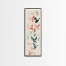 Origami Crane Birds Skinny Art Tall Art Japanese Ukiyo-e Inspired Framed Canvas Print Perfect for Modern Minimalist Spaces