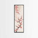 Cherry Blossom Branches On Canvas In Japanese Ukiyo-e Style, Traditional Woodblock Print, Framed Canvas Print, Tall Skinny Japanese Wall Art, Ready To Hang