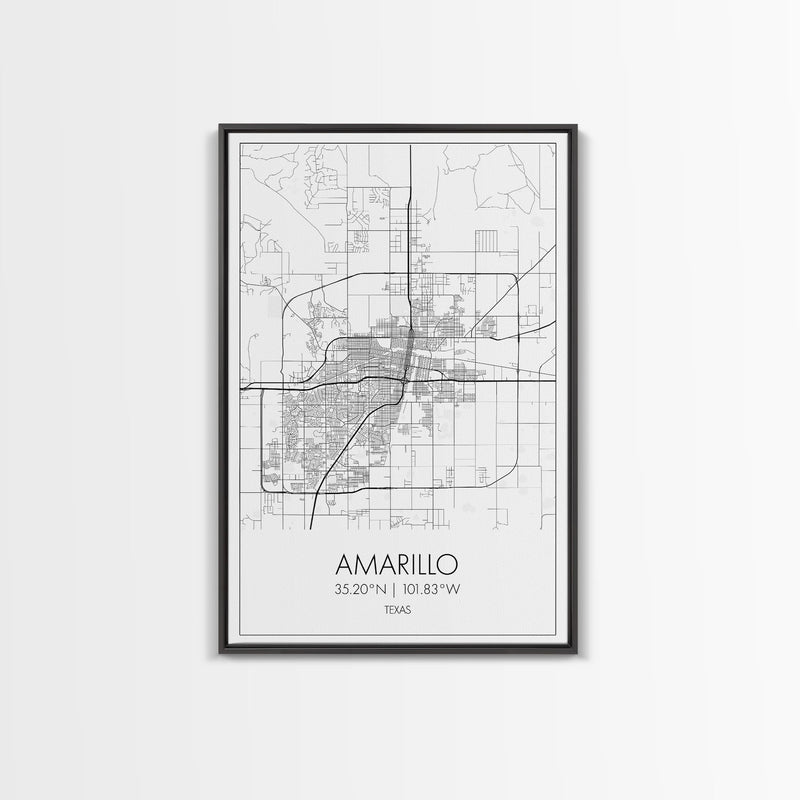 Amarillo Street Map, Texas Map, City Map Wall Decor, Travel Wall Art, Minimalist, Modern Art, Wall Art, Canvas Print, Canvas Wall Art