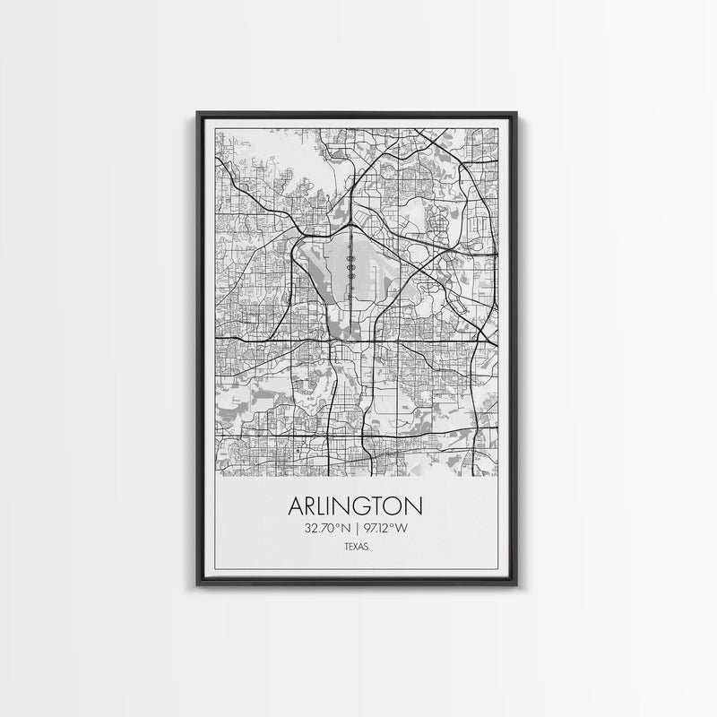 Arlington Street Map, Texas Map, City Art, Travel Map, Home Office Art, Family Gift, Modern Art, Wall Art, Canvas Print, Canvas Wall Art