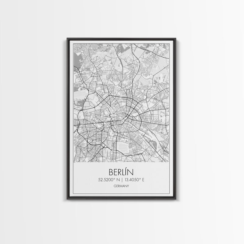 Berlin Street Map, Germany Map, Europe City Map Art, Modern Art, Wall Art, Canvas Print, Canvas Wall Art, Travel Lover Gift, Guest Room Art