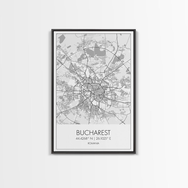 Bucharest Street Map, Romania Map, City Map Art, Modern Art, Wall Art, Canvas Print, Canvas Wall Art, Adventure Wall Art, Vacation Gift