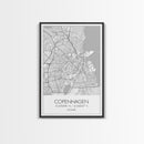 Copenhagen Street Map, Denmark Map, Europe City Map Art, Minimalist Art, Wall Art, Canvas Print, Travel Wall Art, Pilots Gift. Home Décor