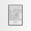 Dublin Street Map, Ireland Map, Europe City Map Art, Minimalist Art, Wall Art, Canvas Print, Pilot Gifts, Travel Wall Art, Above Bed Décor