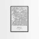 Frisco Street Map, Texas Map, City Map Art, Minimalist Art, Wall Art, Canvas Print, Black And White Art, Office Wall Art, Aviation Gift