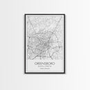 Greensboro Street Map, North Carolina Map, City Map Art, Minimalist Art, Wall Art, Canvas Print, Travel Wall Art, Gift For Travelers