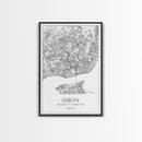Lisbon Street Map, Portugal Map, City Map Art, Modern Wall Art, Wall Art, Canvas Print, Travel Décor, Above Bed Art, Gift For Couples