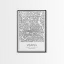 London Street Map, United Kingdom Map, City Map Art, Modern Wall Art, Wall Art, Canvas Print, Travel Art, Home Wall Décor, Bon Voyage Gift