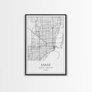 Miami Street Map, Florida Map, City Map Art, Modern Art, Wall Art, Canvas Print, Gift For Mom, Bedroom Wall Décor, Travel Wall Art