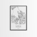 Norfolk Street Map, Virginia Map, City Map Art, Modern Art, Wall Art, Canvas Print, Bedroom Décor, College Student Gift, Travel Print