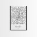 Orlando Street Map, Florida Map, City Map Art, Modern Art, Wall Art, Canvas Print, Master Bedroom Décor, Aviation Gifts, Travel Wall Art