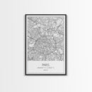 Paris Street Map, France Map, Europe City Map Art, Minimalist Art, Wall Art, Canvas Print, Bedroom Art, Gift For Traveler, Travel Wall Print